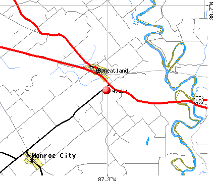 Wheatland, IN (47597) map