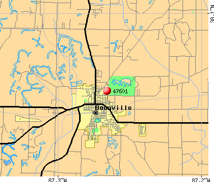 Boonville, IN (47601) map