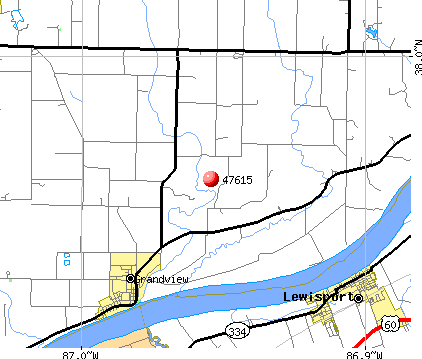 Grandview, IN (47615) map