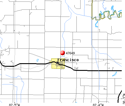 Francisco, IN (47649) map