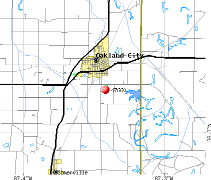 Oakland City, IN (47660) map