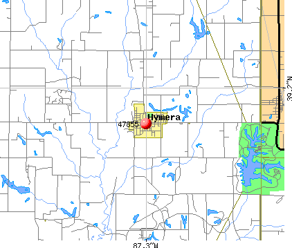 Hymera, IN (47855) map