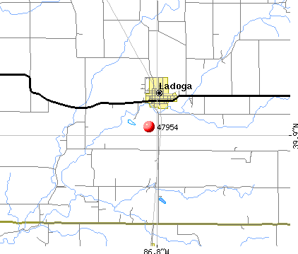 Ladoga, IN (47954) map