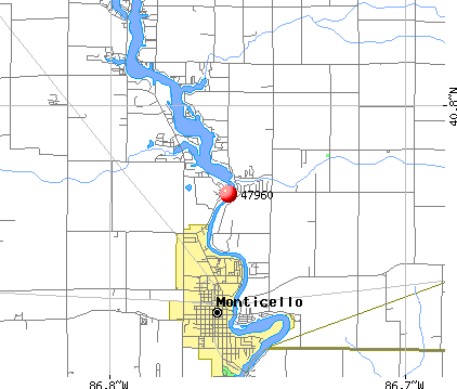 Monticello, IN (47960) map