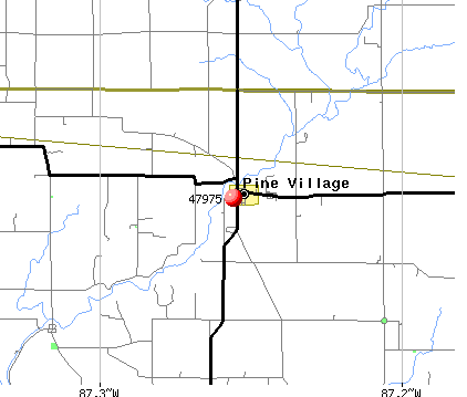Pine Village, IN (47975) map