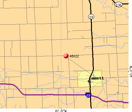 Emmett, MI (48022) map