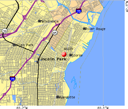 Ecorse, MI (48229) map