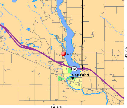 Sanford, MI (48657) map
