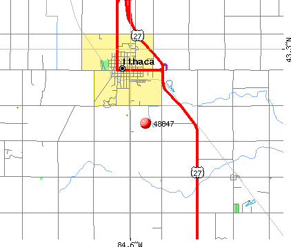 Ithaca, MI (48847) map