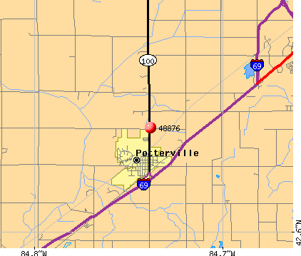 Potterville, MI (48876) map