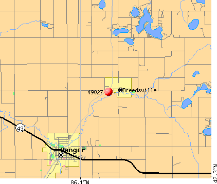 Breedsville, MI (49027) map