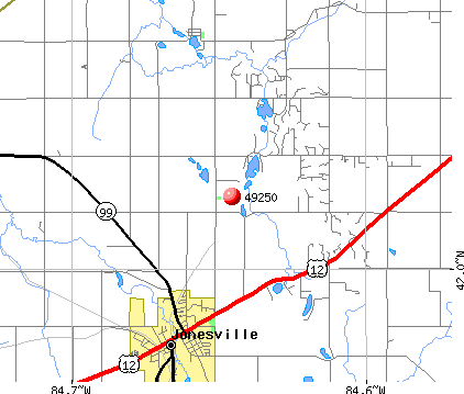 Jonesville, MI (49250) map