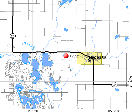 Mecosta, MI (49332) map