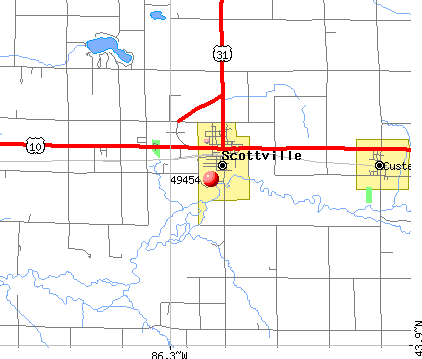 Scottville, MI (49454) map