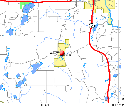 Alpha, MI (49902) map