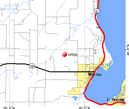 Baraga, MI (49908) map
