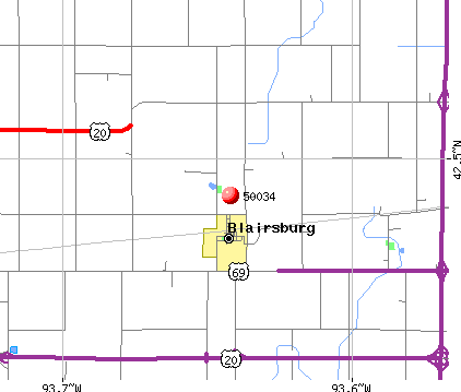 Blairsburg, IA (50034) map