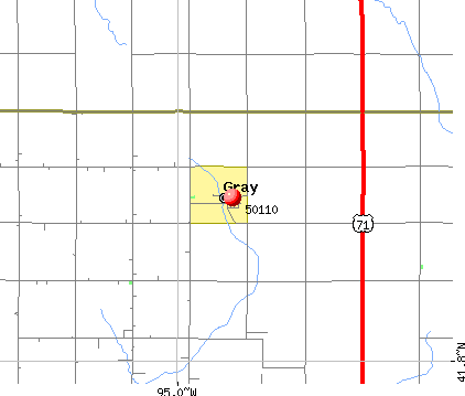 Gray, IA (50110) map