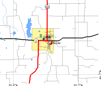 Leon, IA (50144) map