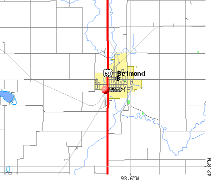Belmond, IA (50421) map