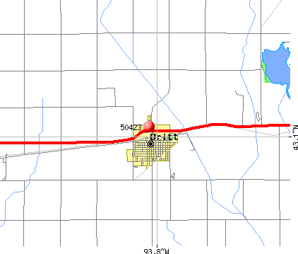 Britt, IA (50423) map