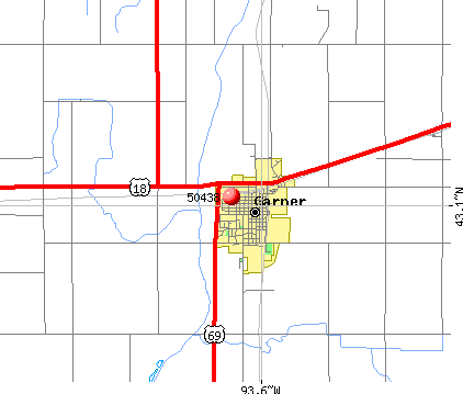 Garner, IA (50438) map