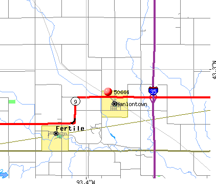 Hanlontown, IA (50444) map