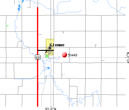 Klemme, IA (50449) map