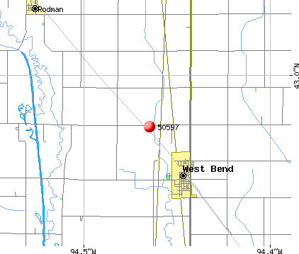 West Bend, IA (50597) map