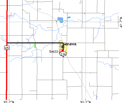Geneva, IA (50633) map