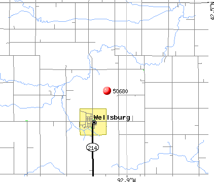 Wellsburg, IA (50680) map