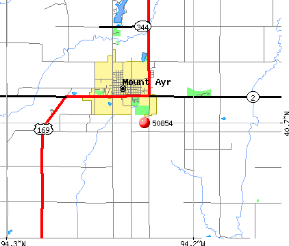 Mount Ayr, IA (50854) map
