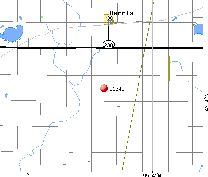 Harris, IA (51345) map