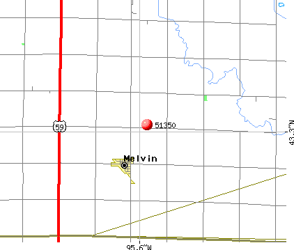 Melvin, IA (51350) map
