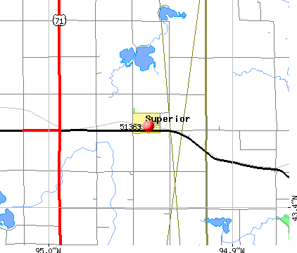 Superior, IA (51363) map