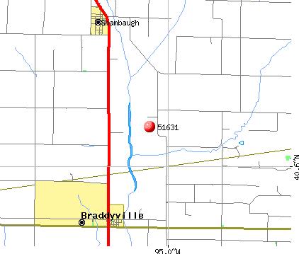 Braddyville, IA (51631) map