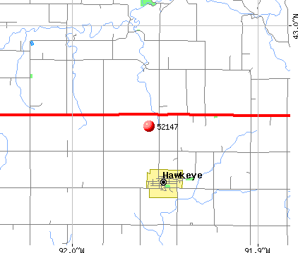 Hawkeye, IA (52147) map