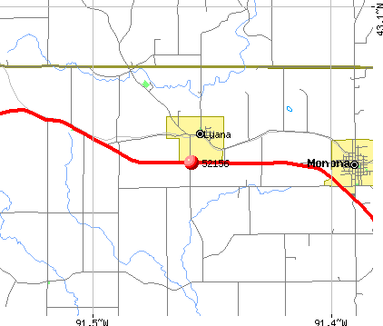 Luana, IA (52156) map