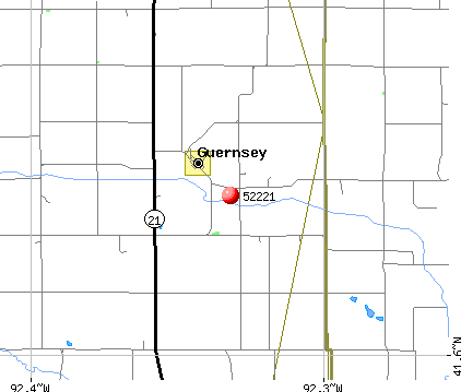 Guernsey, IA (52221) map