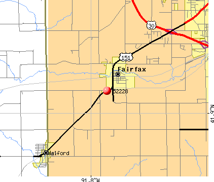 Fairfax, IA (52228) map