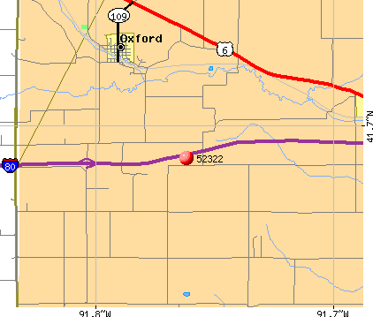 Oxford, IA (52322) map