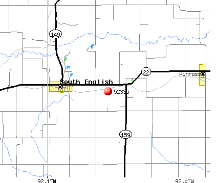 South English, IA (52335) map