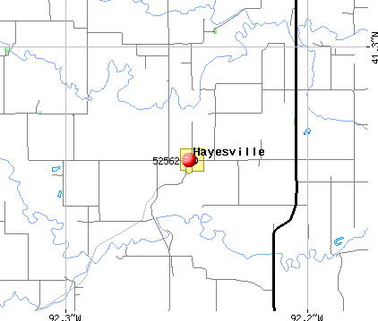 Hayesville, IA (52562) map