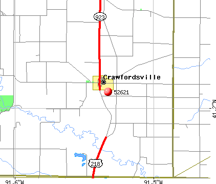 Crawfordsville, IA (52621) map