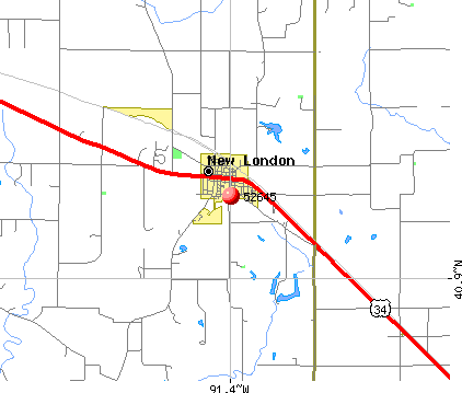 New London, IA (52645) map
