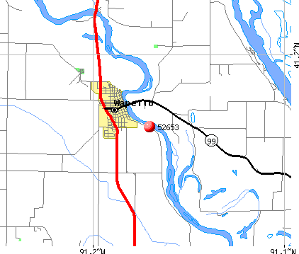 Wapello, IA (52653) map