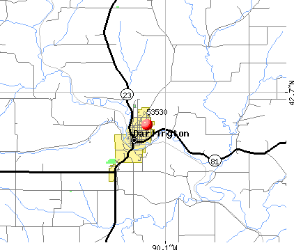 Darlington, WI (53530) map