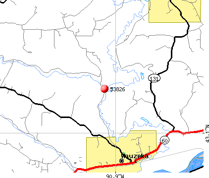 Wauzeka, WI (53826) map