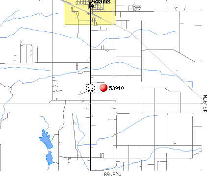 Adams, WI (53910) map
