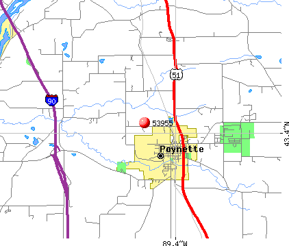 Poynette, WI (53955) map